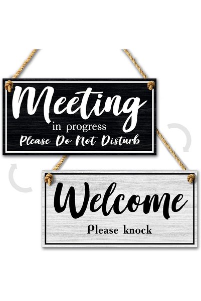 Generic ARS® Do Not Disturb Door Hanger Sign - Meeting In Progress & Welcome ...
