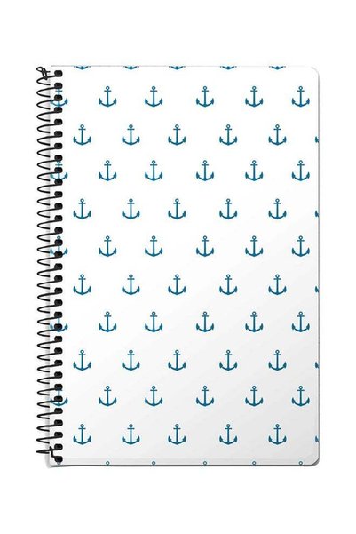 Generic Anchor Blue A5 Spiral Notebook White
