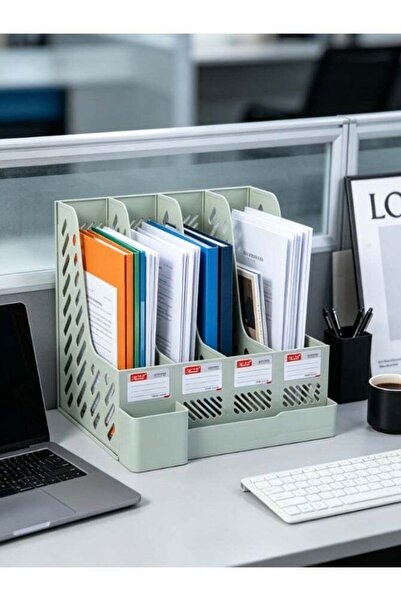 Generic Minimalist Desktop File Organizer, 4 Slot Plastic File Folder Rack wi...