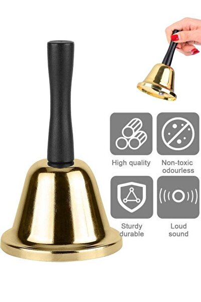 Generic Loud Hand Bell - Gold Steel Hand Bells for Adults, Dinner Bells for I...