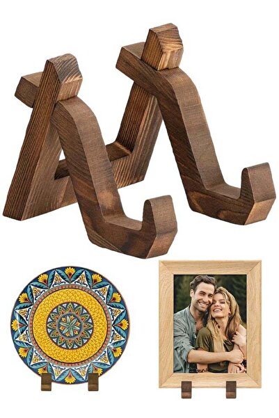 Generic Multi-Purpose 4" Wooden Tabletop Display Stand, Sturdy Plate Holder E...