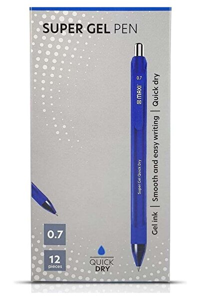 Generic MAXI Super Gel Pen 0.7mm - Box of 12 Blue Pens