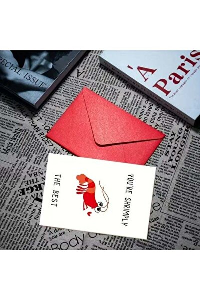 Generic Cute Valentine's Card 1pc "Shrimply The Best" Lobster (Shrimp)