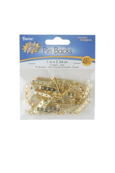 Generic Pin Backs Brass Plated Steel - 1 Inch