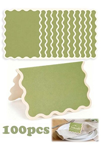 Generic 100 Pcs Foldable Table Tent Place Cards Wavy Scalloped Blank Table Na...