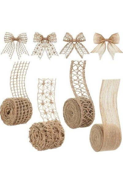 Generic 4 Rolls Burlap Ribbon Wired Natural Jute Burlap Lace Yard Wrapping Ri...