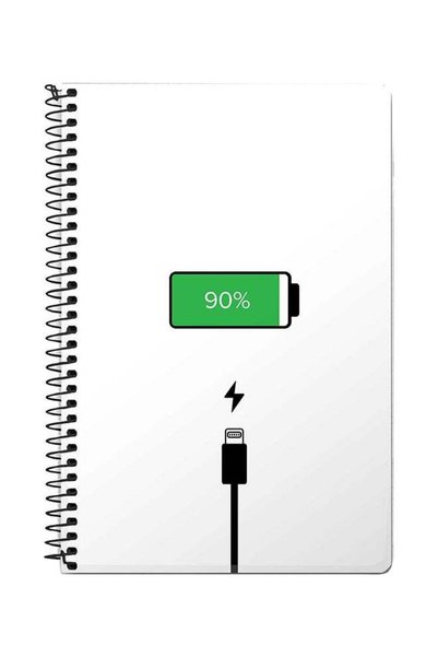 Generic Battery Charging A5 Spiral Notebook White/Black/Green