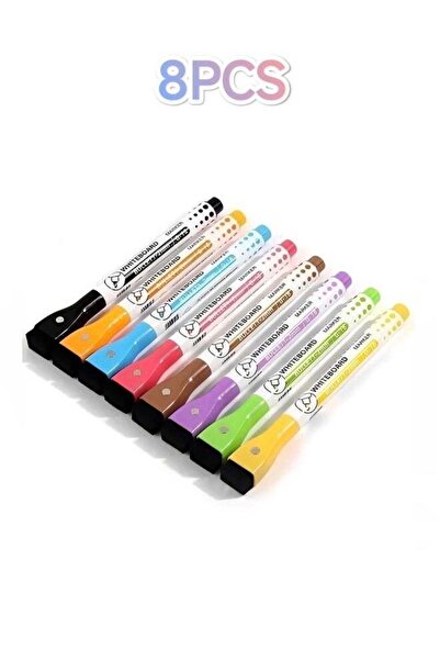 Generic 8 Pieces Magnetic Dry Erase Markers Set with 8 Color Wipe Pens White ...