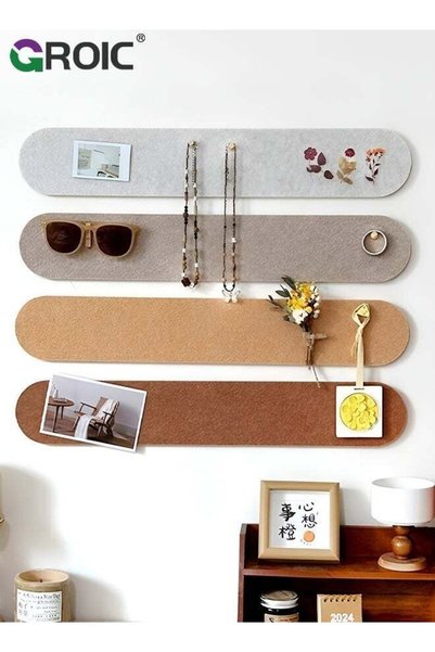 Generic Felt Bulletin Board, 4 Pack Felt Bar Strips Board with Pushpins, Fold...