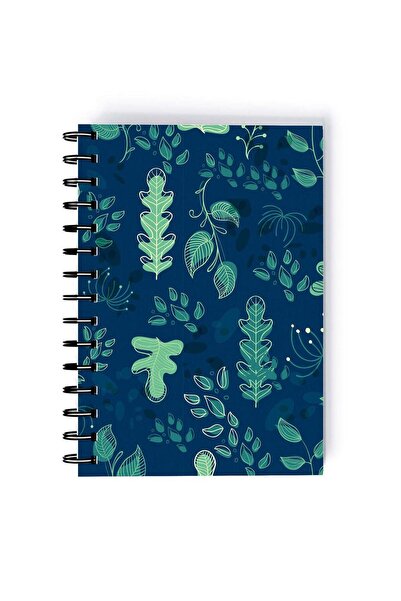 Generic Nocturnal Floral Print Rectangle Spiral A5 Notebook Blue