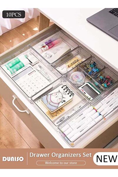 Generic 10PCS Plastic Vanity Drawer Organizers, Desk Drawer Organizer Trays a...
