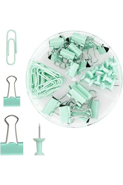 Generic 72PCS Binder Clips and Push Pins Set - Office Supplies Kit with Stora...
