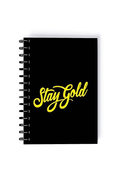 Generic Stay Gold Design Rectangle Spiral A5 Notebook Black/Yellow