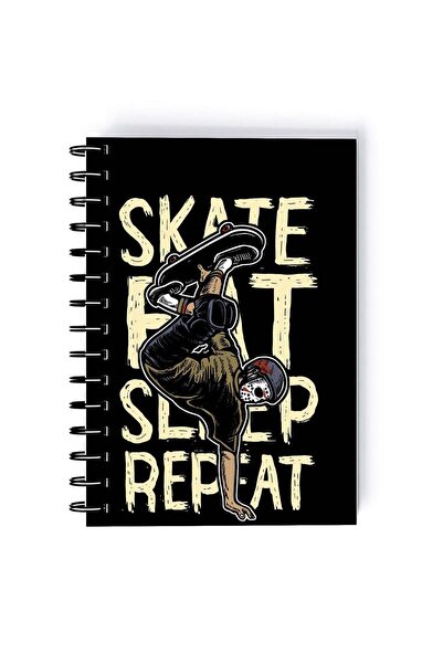 Generic Spiral A5 Notebook Astronaught Hippy Eat Sleep Skater
