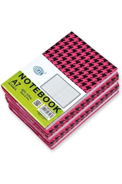 Generic FIS A7 PVC Square Lines Notebook, 100 Pages, Black and Pink, Pack of ...