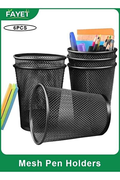 Generic 6 Pack Mesh Pen Holders, Black Wire Desk Pencil Organizers for Office...