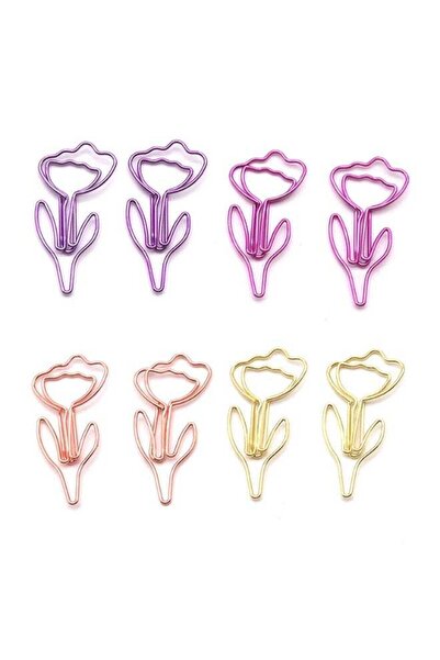 Generic 48 Pcs Metal Paper Clips Set - Multicolored Rose-Shaped Cute Papercli...