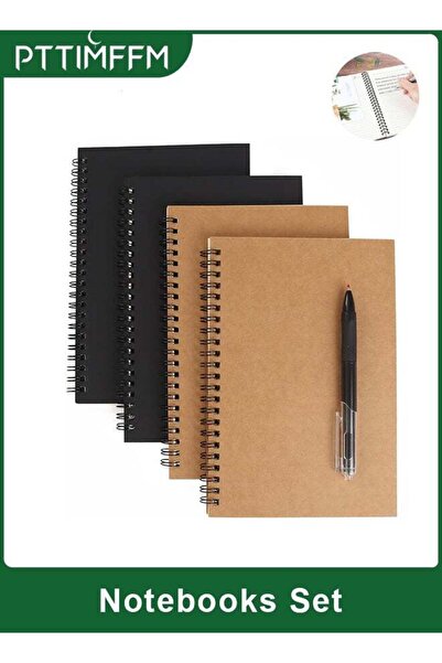 Generic 4-Pack A5 Spiral Notebooks with 0.5mm Gel Pen, Portable Journals for ...