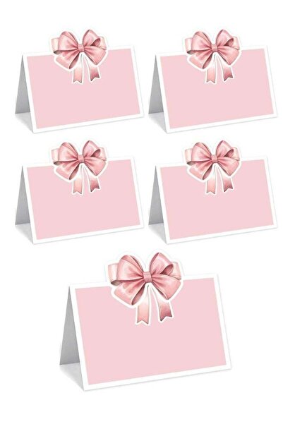 Generic 48 Pcs Pink Bow Place Cards, Watercolor Tent Name Cards for Coquette ...