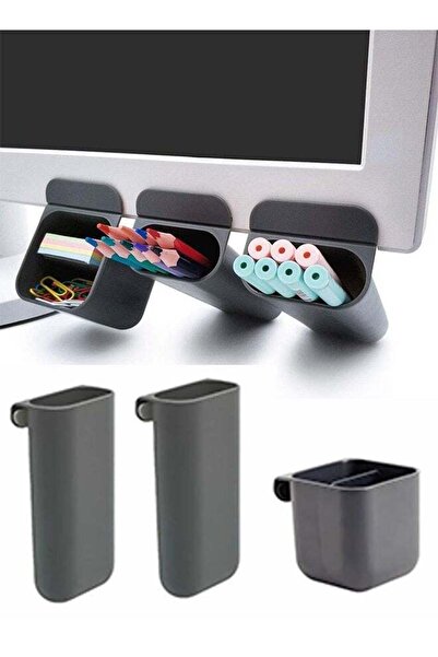 Generic DIY Screen Hanging Pen Pencil Holders & Desk Organizers - 3 Pack, Gra...