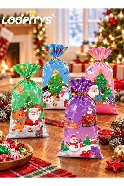 Generic Christmas flat candy bag, OPP candy bag (1 pack of 50, containing 4 s...