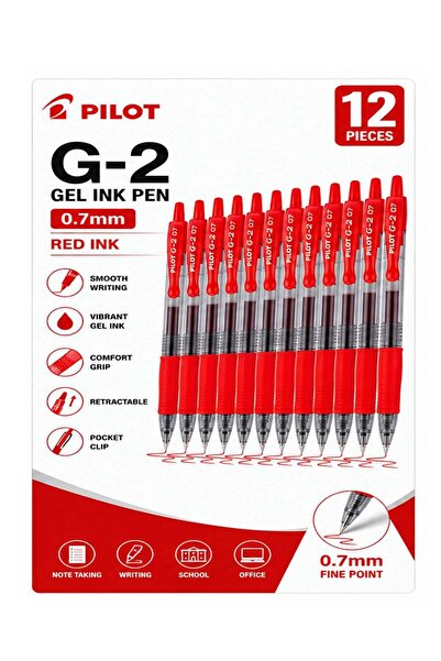 Generic 12-Piece G-2 Gel Ink Pen 0.7mm Tip Red Ink