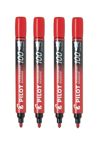 Generic 4-Piece Bullet Tip Permanent Marker Red Ink