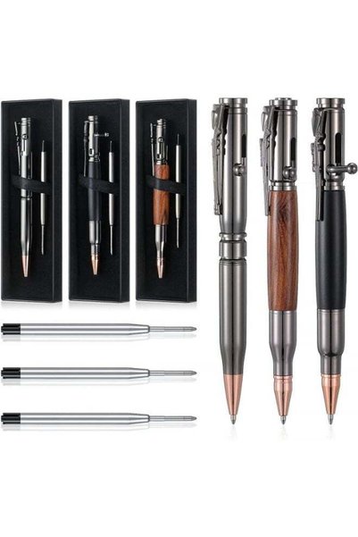 Generic Expert Ballpoint Pen,Bolt Action Pen,Bullet Shaped Metal Pen, Wood Ba...
