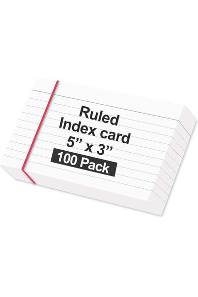 Generic Ruled index card, 100 Pack White Lined Record Cards for Office School...