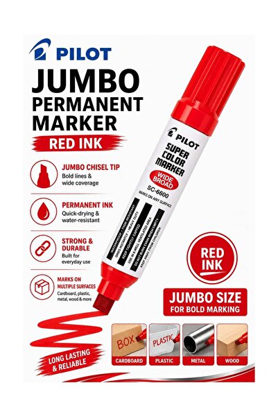 Generic 1-Piece Jumbo Permanent Marker Chisel Tip Red Ink