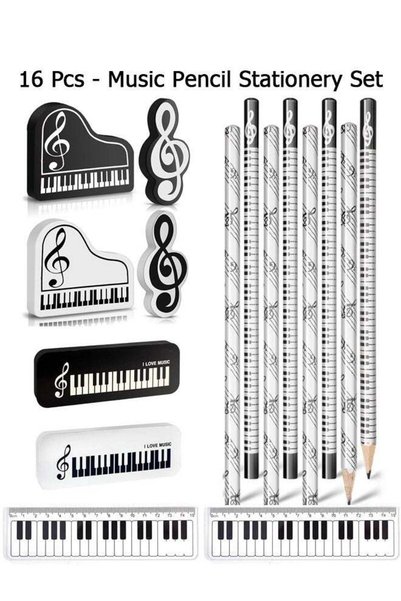 Generic 16 Pcs Music Pencil Stationery Set - Musical Note Pencil and Eraser -...