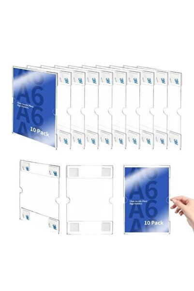 Generic 10 Pack Clear Acrylic Sign Holders, A6 Acrylic Wall Mount Sign Holder...