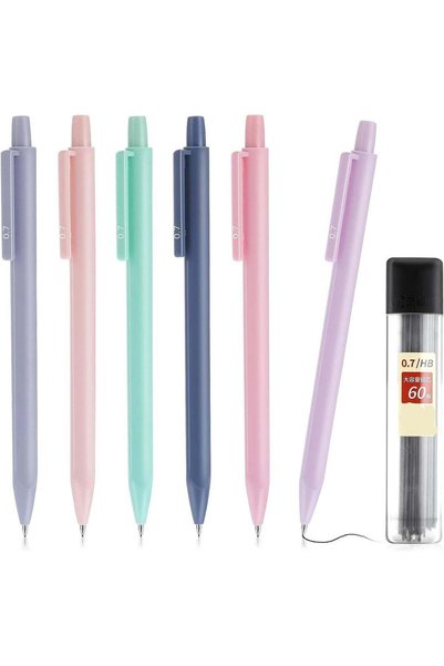 Generic 6 Pcs Pastel Mechanical Pencil with 60 Pcs HB Lead Refills, Cute Mech...