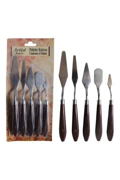 Generic 5-Piece Stainless Steel Oil Painting Palette Knife Silver/Black