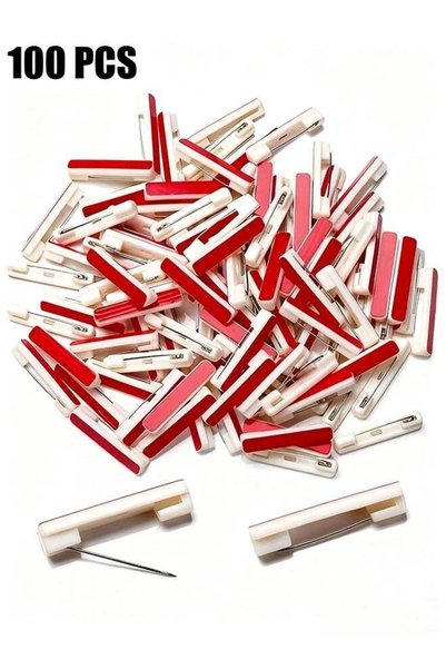 Generic 100 safety pin adhesive strips, badge pin backs, name tag pins, white...