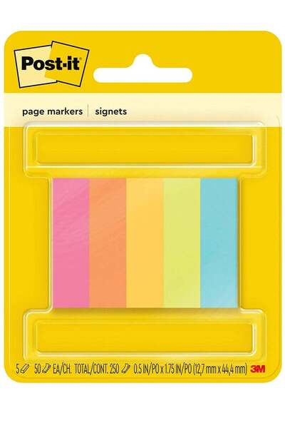 Generic 250-Piece Index Page Markers 0.5x1.75 Inch Size Multicolour