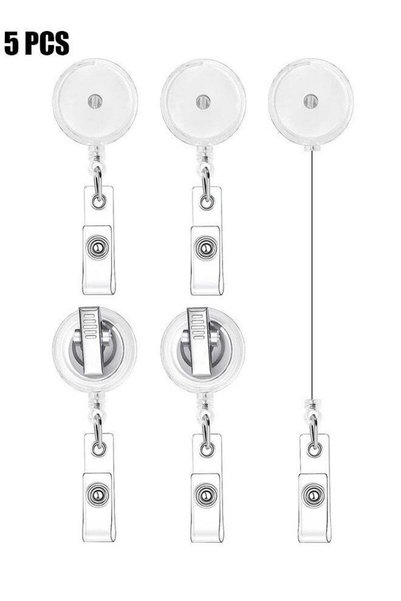 Generic 5 Pcs Badge Reels with Metal Belt Clip, Retractable Badge Holder Reel...