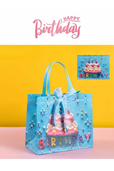 Generic Orange-themed birthday gift bag with handles, gift bag, medium-sized ...