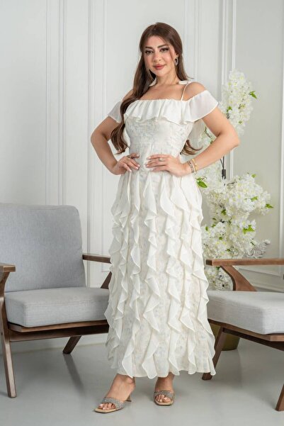 rafeef dress فستان سهره فاخر مكشكش