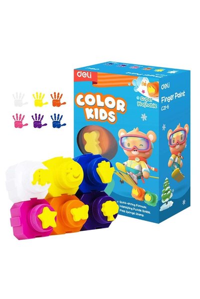 Generic 6-Piece Super Washable Finger Paint With Stamps Multicolour