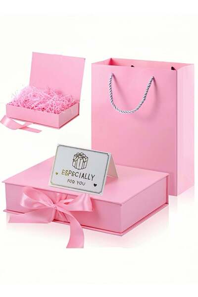 Generic Luxury Magnetic Gift Box Pink Gift Box With Gift Bag 24x18.5x10cm Gra...