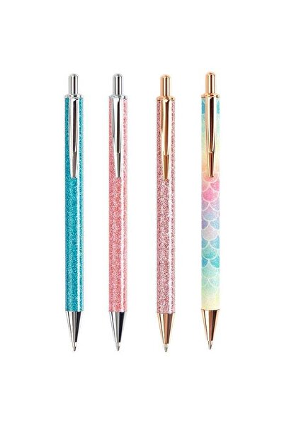 Generic Ballpoint Pens, 4 Pieces Glitter Ballpoint Retractable Press Pens Bla...
