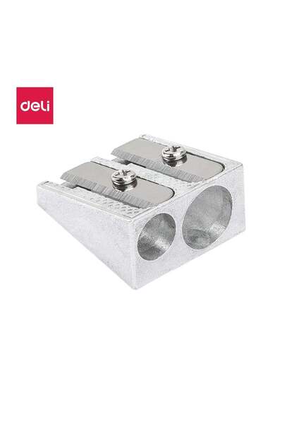 Generic Pencil Sharpener - 2-Hole, Durable Aluminum, Silver, E39762