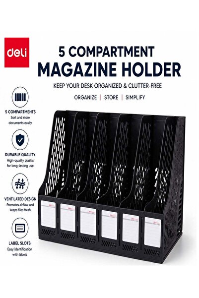 Generic 1-Piece Magazine Holder Plastic With Five Compartments Black