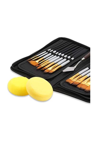 Generic 16-Piece Artist Oil Watercolour Paint Brush Set Silver/Gold/Brown