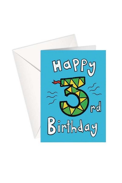 Generic Happy 3rd Birthday Card - Colorful and Cheerful Birthday Card