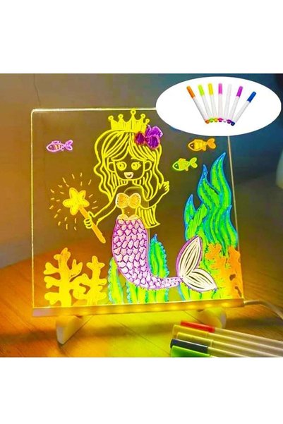 Generic LED Note Board with Colors Acrylic Dry Erase Board with Light DIY Lig...