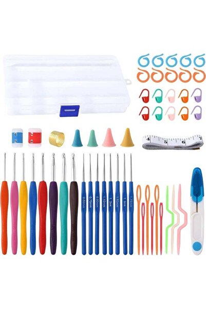 Generic 53Pcs Crochet Hook Set, 16 Sizes 0.6mm-8mm (L), Ergonomic Soft Handle...