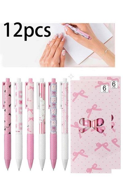 Generic 12-Pack Quick-Drying Pink Gel Pens 0.5mm Fine Tip, Smooth Writing Ret...