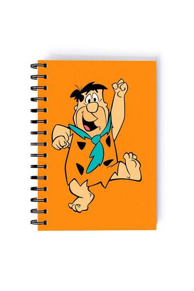 Generic Flintstone Dancing Fred Printed Spiral A5 Notebook Orange/Blue/Beige